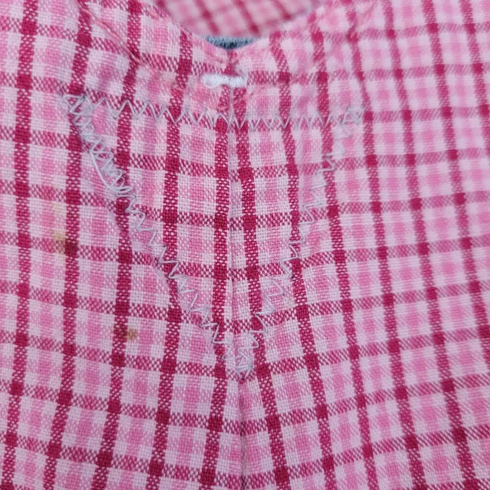 Oshkosh Girls Lined Overalls 12 Months Pink Checkered Lining 100% Cotton